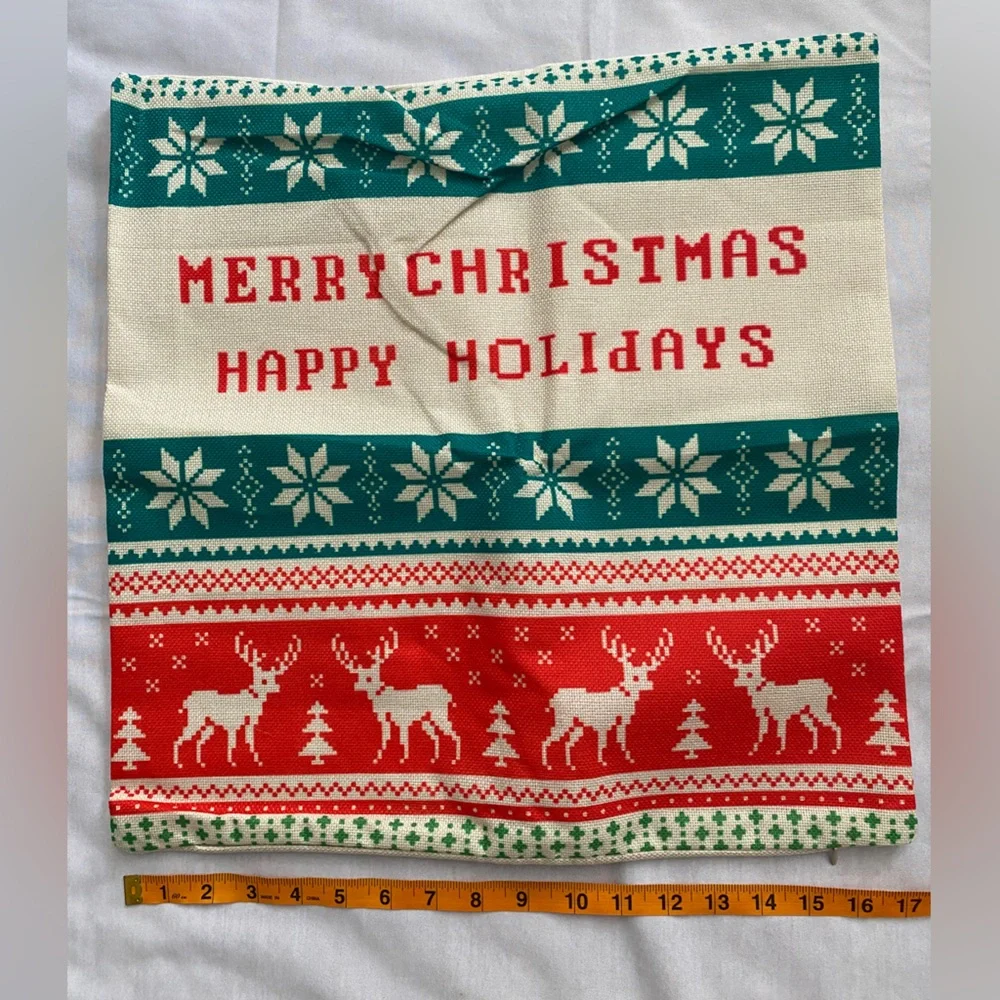 4 Pc Christmas‎ Decorative Cushion Covers 17”x17”